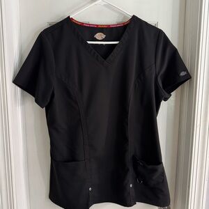 Dickies Women's Xtreme Stretch Short Sleeve Black Scrub Top